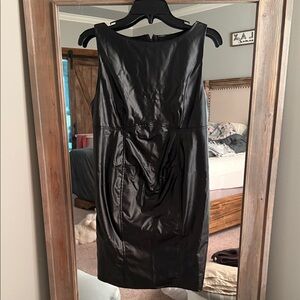 SHEIN Classic Black Faux Leather Zippered Dress